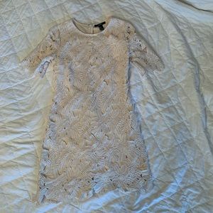 2/$20 White Lace/Floral Embellished Mini Dress